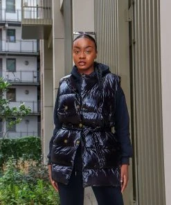 Miss Moda Luxe Black Three Piece Gilet And Tracksuit Set