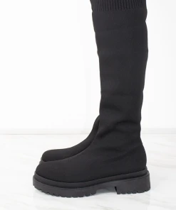 Miss Moda Luxe Black Knee High Fabric Ribbed Sock Boot -Miss Moda Luxe Shop 6