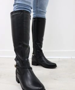 Missmodaluxe GET DOWN BLACK KNEE-HIGH RIDING BOOT 6 Missmodaluxe GET DOWN BLACK KNEE-HIGH RIDING BOOT -Miss Moda Luxe Shop 68A32 BLK