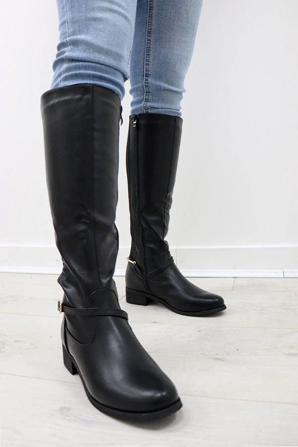 Missmodaluxe GET DOWN BLACK KNEE-HIGH RIDING BOOT 3 Missmodaluxe GET DOWN BLACK KNEE-HIGH RIDING BOOT - Image 3