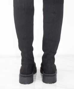 Miss Moda Luxe Black Knee High Fabric Ribbed Sock Boot -Miss Moda Luxe Shop 8