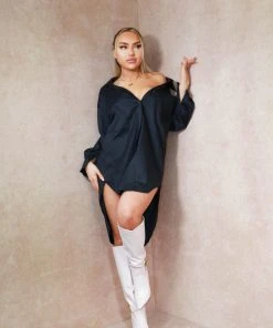 Miss Moda Luxe Cotton Black Oversized Shirt Dress 13 Miss Moda Luxe Cotton Black Oversized Shirt Dress -Miss Moda Luxe Shop BLACKFRISHOOT3 38blackshirt scaled