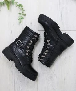 Missmodaluxe BUCKLE UP BLACK CROC BIKER BOOT 7 Missmodaluxe BUCKLE UP BLACK CROC BIKER BOOT -Miss Moda Luxe Shop IMG791 BLK