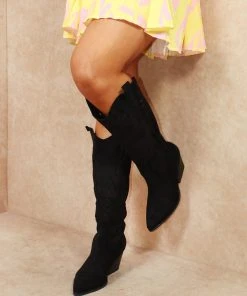 Miss Moda Luxe Black Faux Suede Western Style Knee High Cut Out Cowboy Boot 11 Miss Moda Luxe Black Faux Suede Western Style Knee High Cut Out Cowboy Boot -Miss Moda Luxe Shop IMG 0043 scaled