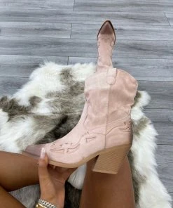 Miss Moda Luxe Pink Short Classic Western Heeled Cowboy Boots