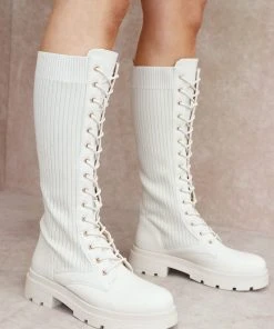 Miss Moda Luxe HOLLY Beige Ribbed Knee High Biker Boot -Miss Moda Luxe Shop IMG 5088edit