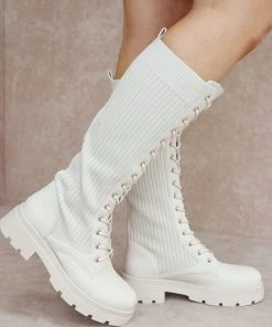 Miss Moda Luxe HOLLY Beige Ribbed Knee High Biker Boot -Miss Moda Luxe Shop IMG 5093edit