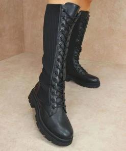 Miss Moda Luxe HOLLY Black Ribbed Knee High Biker Boot -Miss Moda Luxe Shop IMG 5099 scaled