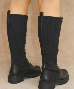 Miss Moda Luxe HOLLY Black Ribbed Knee High Biker Boot -Miss Moda Luxe Shop IMG 5105 scaled