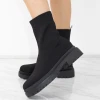 Miss Moda Luxe Black Fabric Ribbed Ankle Sock Boot