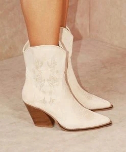 Miss Moda Luxe Beige Suede Cowboy Ankle Boots -Miss Moda Luxe Shop IMG 9294 scaled