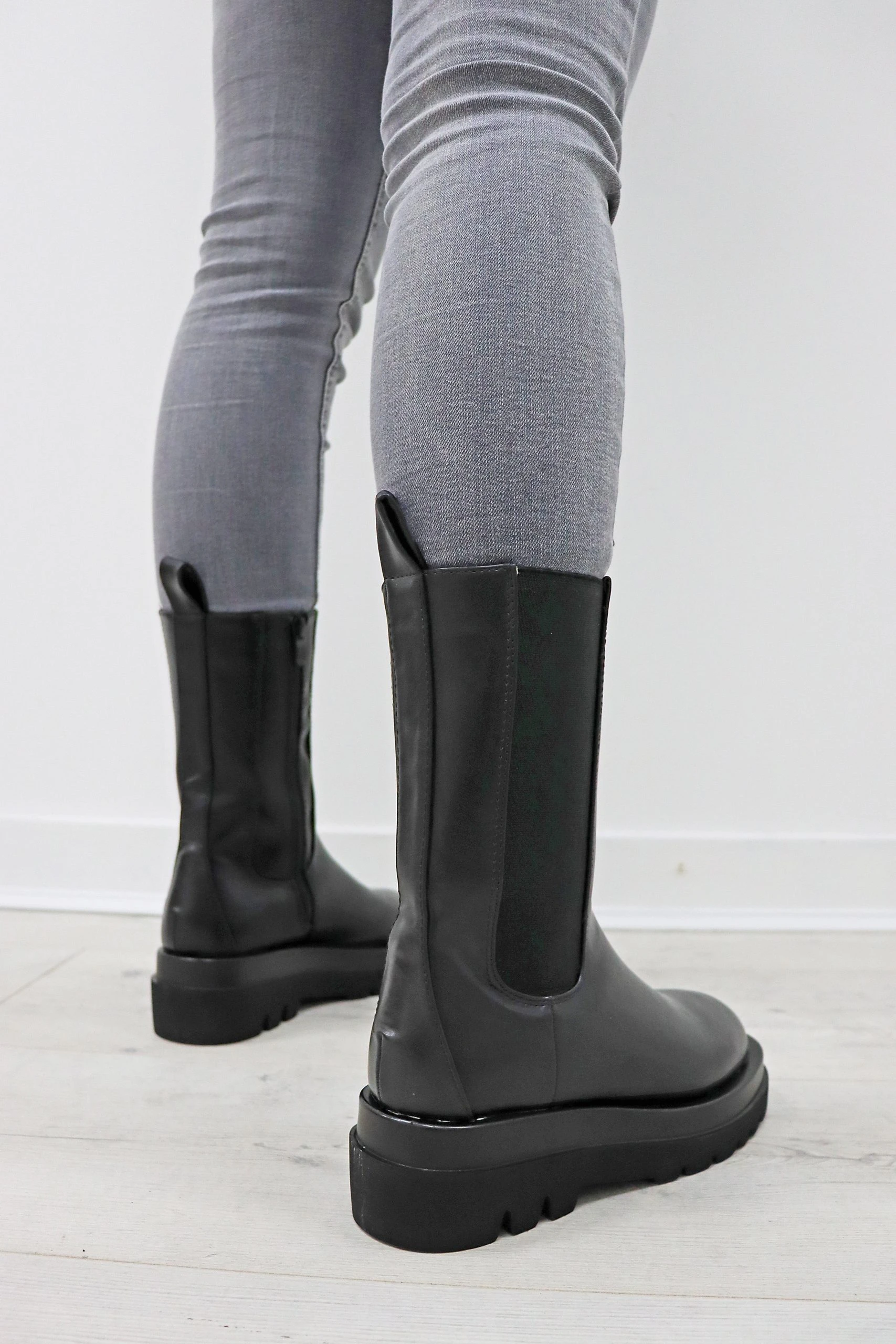 Missmodaluxe PULL UP TALL BLACK MOTO BOOT 3 Missmodaluxe PULL UP TALL BLACK MOTO BOOT - Image 3