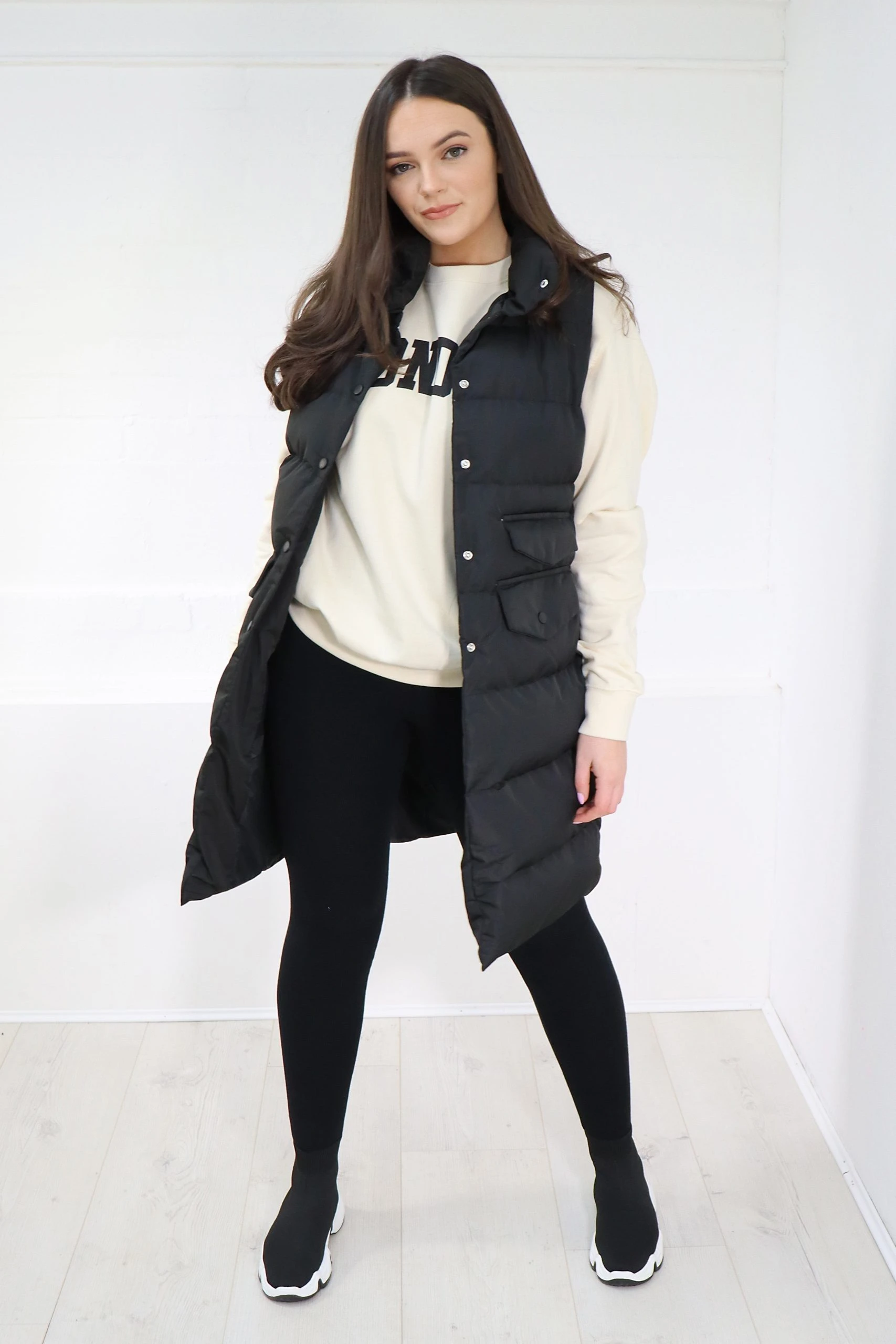 Miss Moda Luxe LAYER UP BLACK QUILTED LONGLINE GILET 1 Miss Moda Luxe LAYER UP BLACK QUILTED LONGLINE GILET