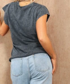 Miss Moda Luxe Pink Detailed Acid-wash Rebel Printed Graphic T-shirt -Miss Moda Luxe Shop REBELBABE 06 scaled