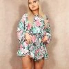 Miss Moda Luxe Black Oversized Floral Print Puffed Sleeved Braided Waist Belted Floaty Dress