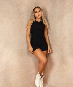 Miss Moda Luxe Black Toweling Two Piece With Gold Button Detailing -Miss Moda Luxe Shop TOWELCOORDS 15 scaled