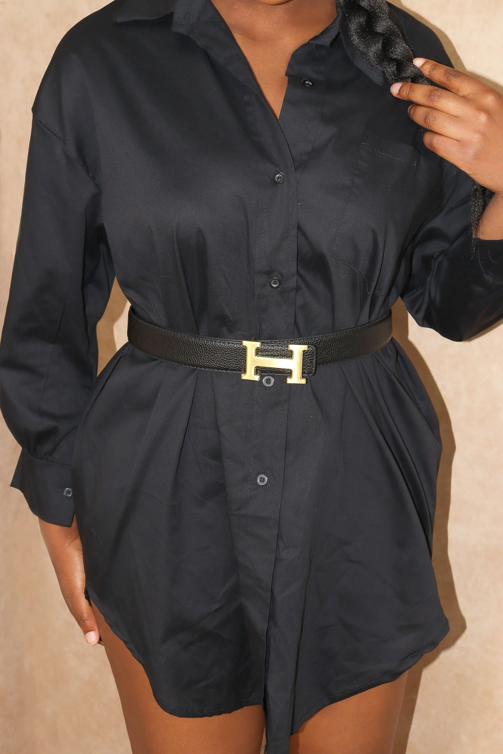 Miss Moda Luxe Cotton Black Oversized Shirt Dress 10 Miss Moda Luxe Cotton Black Oversized Shirt Dress - Image 10