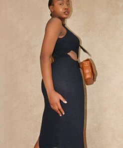 Miss Moda Luxe The Twist Black Ribbed Midi Dress -Miss Moda Luxe Shop antoniastudio 65