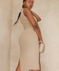 Miss Moda Luxe The Twist Beige Ribbed Midi Dress. -Miss Moda Luxe Shop antoniastudio 73