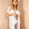 Miss Moda Luxe White Tassel Cut Out Beach Cover Up Dress