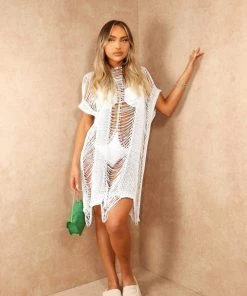 Miss Moda Luxe White Tassel Cut Out Beach Cover Up Dress -Miss Moda Luxe Shop beachcoverups 48 scaled