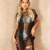 Miss Moda Luxe Black Tassel Cut Out Beach Cover Up Dress
