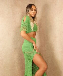 Miss Moda Luxe Green Metallic Tassel Sparkle Two Piece -Miss Moda Luxe Shop beachcoverups 64 scaled