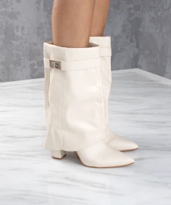 Miss Moda Luxe Cream Faux Leather Fold Over Buckle Shark Boot Mid -Miss Moda Luxe Shop beige1 c6cf80cc d27a 4321 8462 3c7cf2fd8810