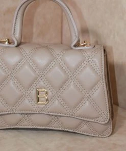 Miss Moda Luxe Hourglass Quilted B Bag Mini Nude -Miss Moda Luxe Shop beigebbag2 scaled