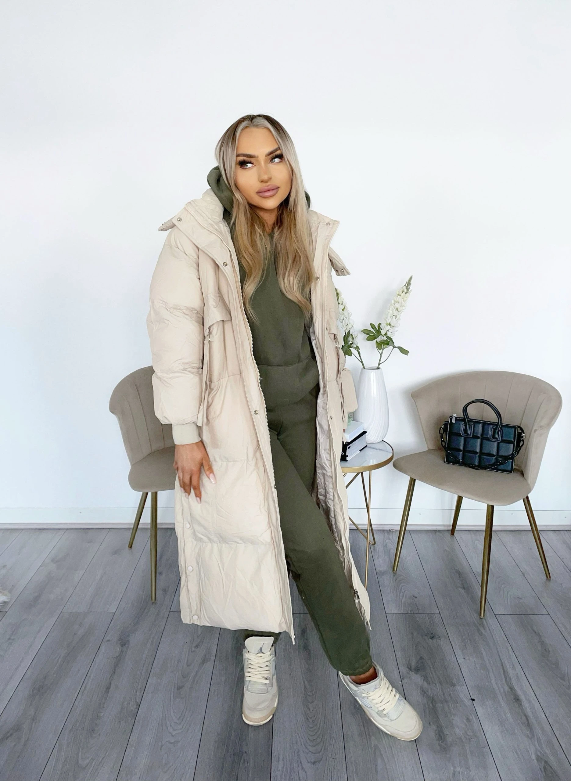 Miss Moda Luxe Beige Long-line Tassel Detailing Puffer Jacket 1 Miss Moda Luxe Beige Long-line Tassel Detailing Puffer Jacket