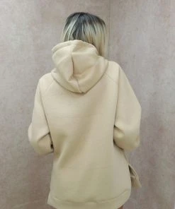 Miss Moda Luxe Beige Oversized Basic Cotton Hoodie -Miss Moda Luxe Shop beigehoodie4 scaled