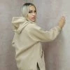 Miss Moda Luxe Beige Oversized Basic Cotton Hoodie