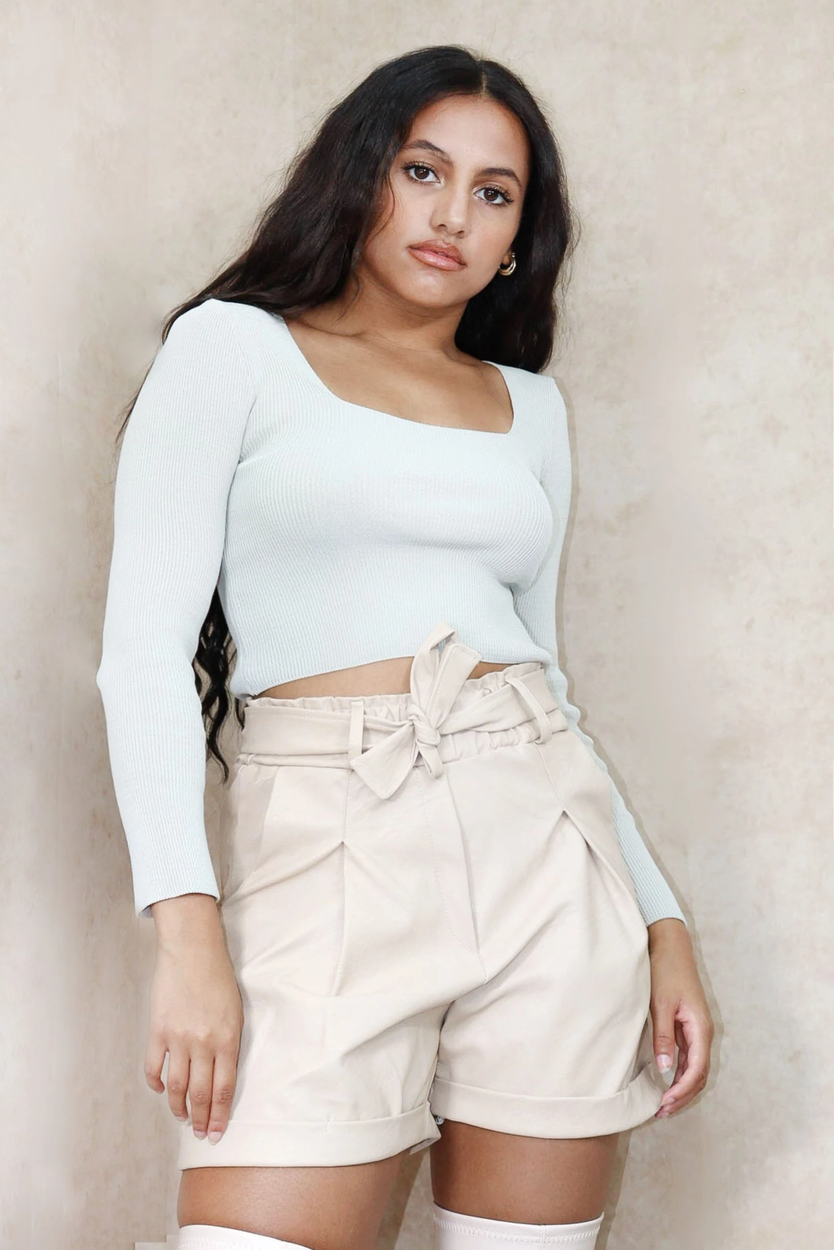 Miss Moda Luxe Stone Square Neck Crop Long Sleeve Top 1 Miss Moda Luxe Stone Square Neck Crop Long Sleeve Top