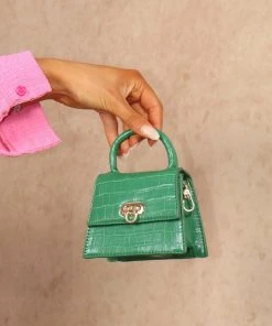 Miss Moda Luxe Green Faux Croc Micro Mini Bag