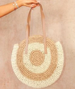 Miss Moda Luxe Crochet Rattan Circle Sand Beach Bag