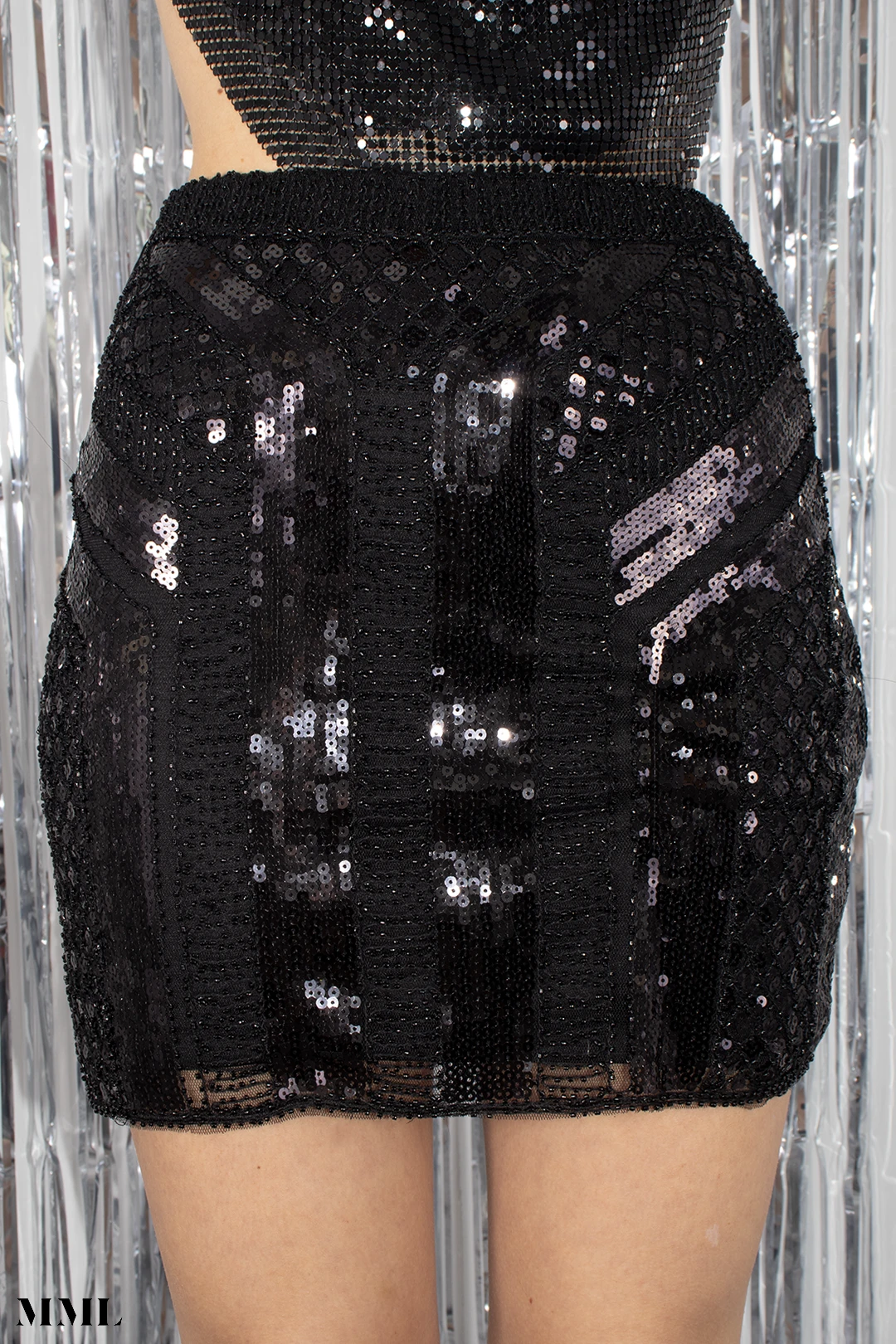 Miss Moda Luxe Black Sequin Embellished Mini Skirt 6 Miss Moda Luxe Black Sequin Embellished Mini Skirt - Image 6