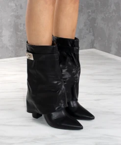 Miss Moda Luxe Black Faux Leather Fold Over Buckle Shark Boot Mid -Miss Moda Luxe Shop black2 43835ec2 5374 4127 9dd1 fdc136459620