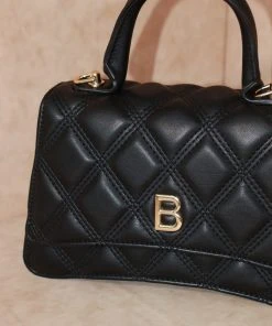 Miss Moda Luxe Hourglass Quilted B Bag Mini Black -Miss Moda Luxe Shop blackbbag2 scaled