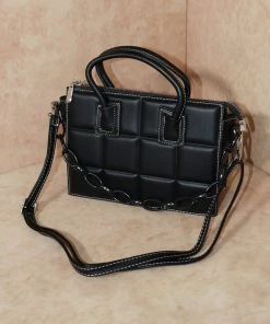 Miss Moda Luxe Padded Chain Detail Handbag Black -Miss Moda Luxe Shop blackchain3 scaled