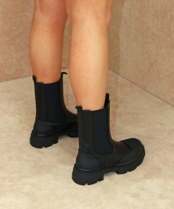 Miss Moda Luxe PIA Black Chunky Sole Chelsea Ankle Boot -Miss Moda Luxe Shop blackpia scaled