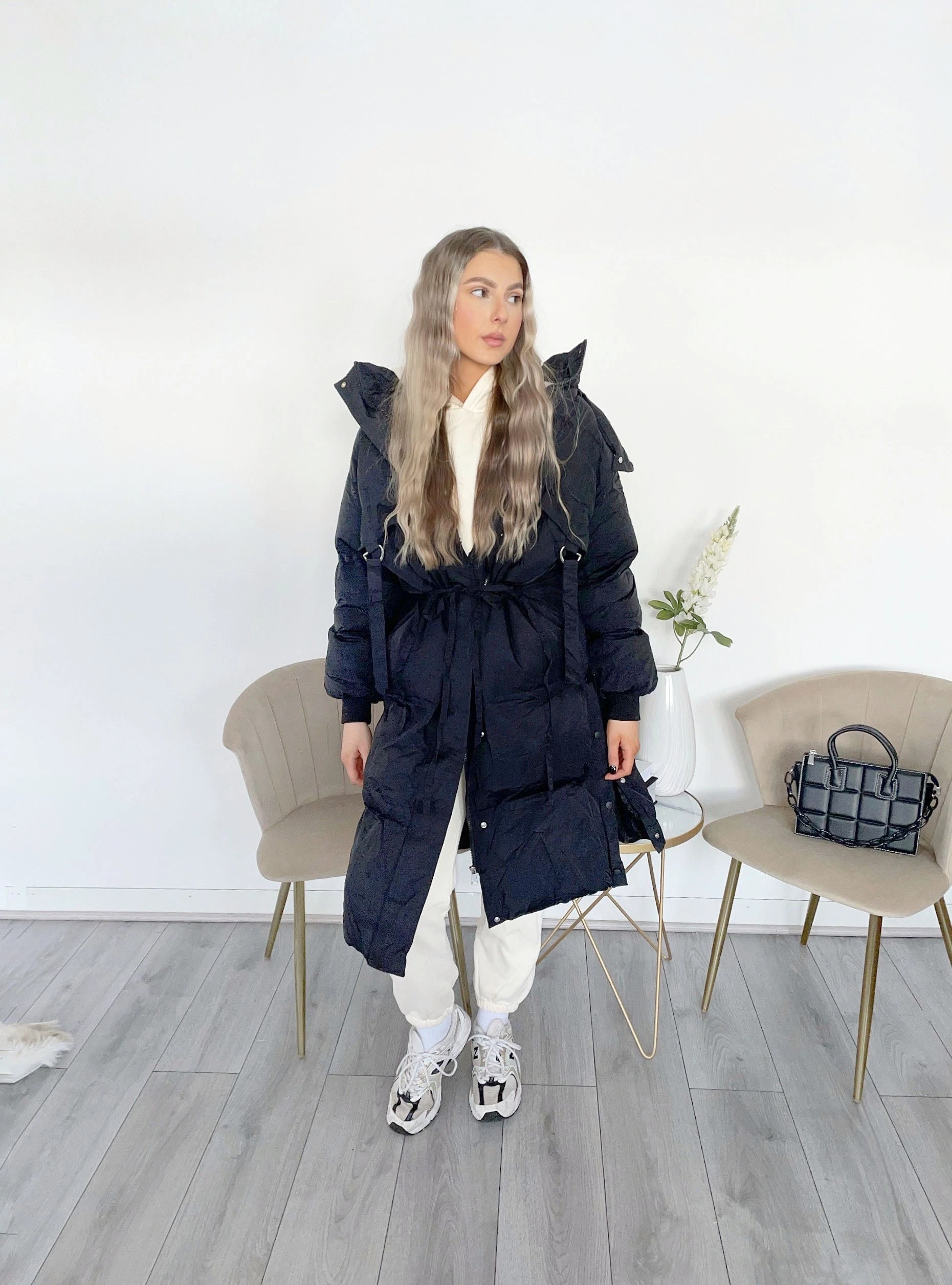 Miss Moda Luxe Black Long-line Tassel Detailing Puffer Jacket 1 Miss Moda Luxe Black Long-line Tassel Detailing Puffer Jacket