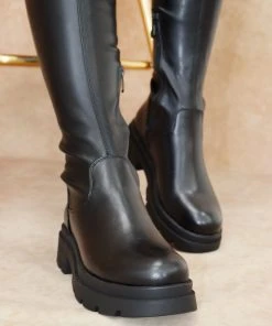 Miss Moda Luxe SASHA Black Over The Knee Leather Look Boot -Miss Moda Luxe Shop blacksasha3