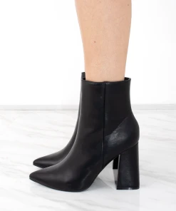 Miss Moda Luxe Black Pointed Toe Faux Leather Block Heel Ankle Boot 6 Miss Moda Luxe Black Pointed Toe Faux Leather Block Heel Ankle Boot -Miss Moda Luxe Shop blackside