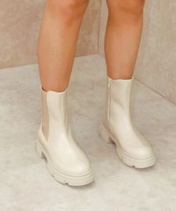 Miss Moda Luxe MADDIE Beige Chunky Sole Calf High Chelsea Boots. -Miss Moda Luxe Shop boots 11 scaled