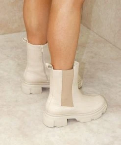 Miss Moda Luxe MADDIE Beige Chunky Sole Calf High Chelsea Boots. -Miss Moda Luxe Shop boots 12 scaled