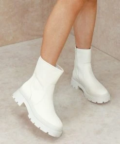 Miss Moda Luxe BRIT Beige Chunky Calf High Wellie Boot