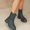 Miss Moda Luxe BRIT Black Chunky Calf High Wellie Boot