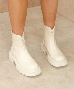 Miss Moda Luxe FRANKIE Beige Zip Up Chelsea Boot