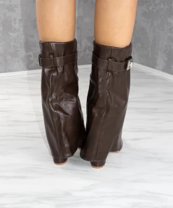 Miss Moda Luxe Brown Faux Leather Fold Over Buckle Shark Boot Mid -Miss Moda Luxe Shop brown4 c544991f d4b3 4c98 9a3e e2600697b9d5