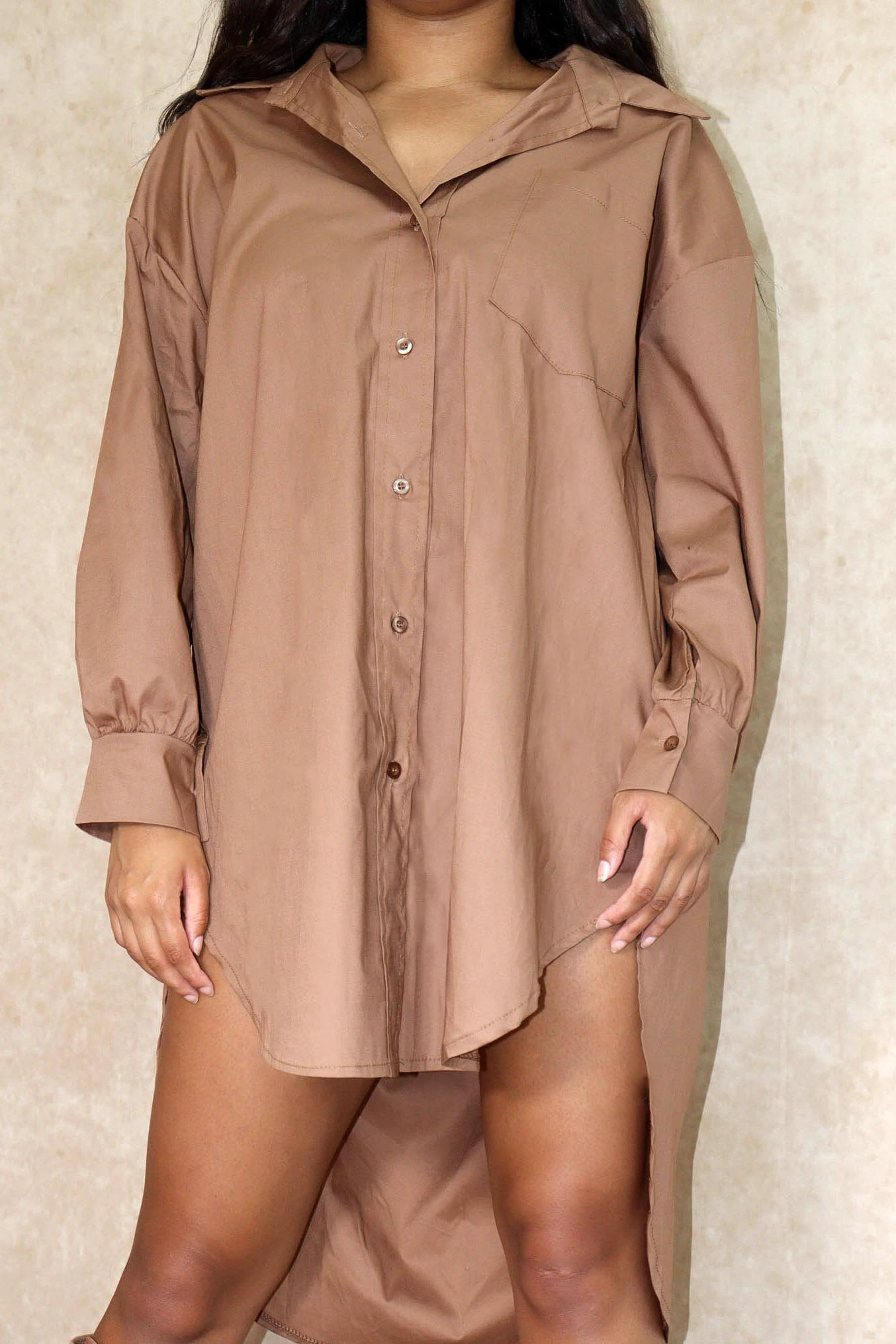 Miss Moda Luxe Cotton Brown Oversized Shirt Dress 5 Miss Moda Luxe Cotton Brown Oversized Shirt Dress - Image 5